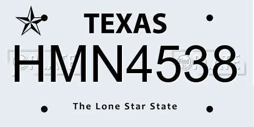 HMN4538 Texas License Plate