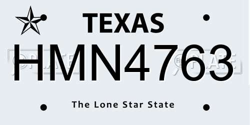 HMN4763 Texas License Plate