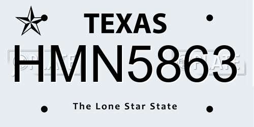 HMN5863 Texas License Plate