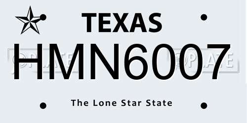 HMN6007 Texas License Plate