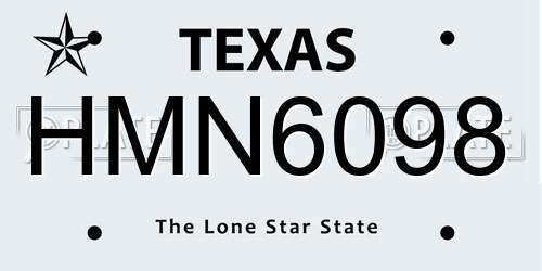 HMN6098 Texas License Plate