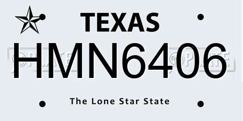 HMN6406 Texas License Plate