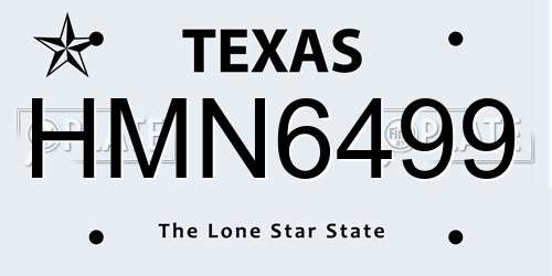 HMN6499 Texas License Plate