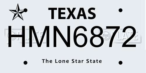 HMN6872 Texas License Plate