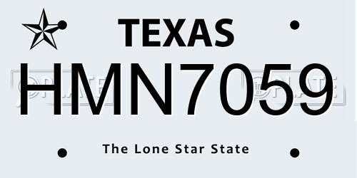 HMN7059 Texas License Plate