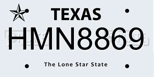 HMN8869 Texas License Plate