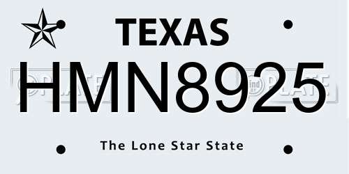HMN8925 Texas License Plate