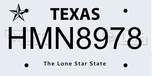 HMN8978 Texas License Plate