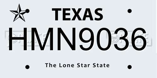 HMN9036 Texas License Plate