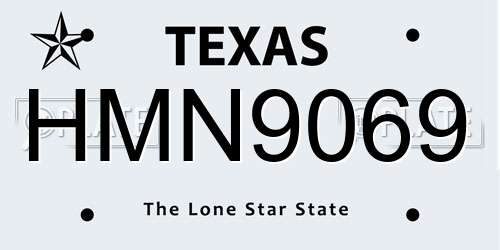 HMN9069 Texas License Plate