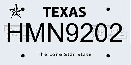 HMN9202 Texas License Plate