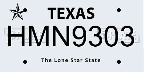HMN9303 Texas License Plate