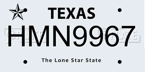HMN9967 Texas License Plate