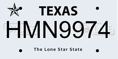 HMN9974 Texas License Plate