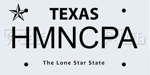 HMNCPA Texas License Plate