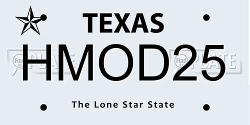 HMOD25 Texas License Plate