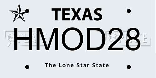 HMOD28 Texas License Plate