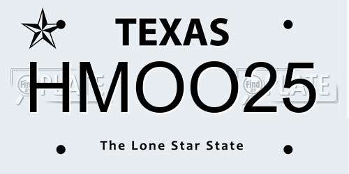 HMOO25 Texas License Plate