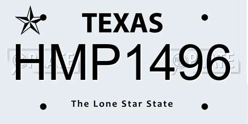 HMP1496 Texas License Plate