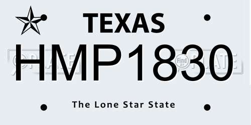 HMP1830 Texas License Plate