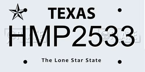 HMP2533 Texas License Plate
