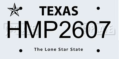 HMP2607 Texas License Plate
