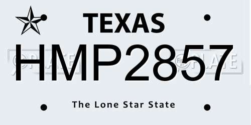HMP2857 Texas License Plate