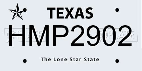 HMP2902 Texas License Plate