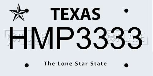 HMP3333 Texas License Plate