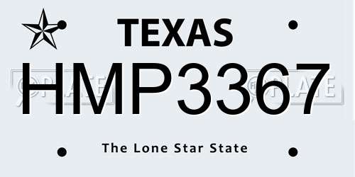 HMP3367 Texas License Plate