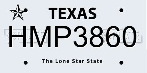 HMP3860 Texas License Plate