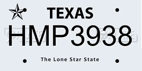 HMP3938 Texas License Plate