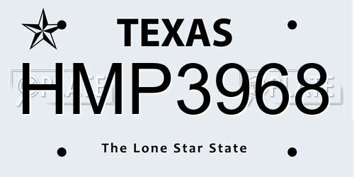 HMP3968 Texas License Plate