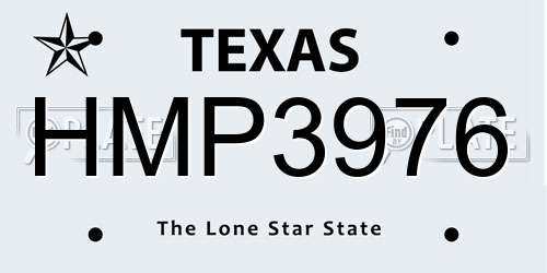 HMP3976 Texas License Plate