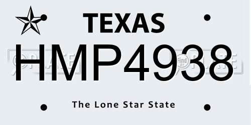 HMP4938 Texas License Plate