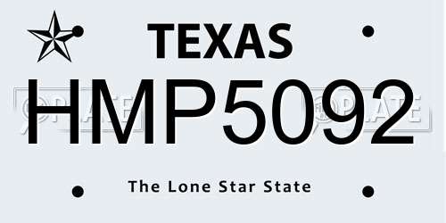 HMP5092 Texas License Plate