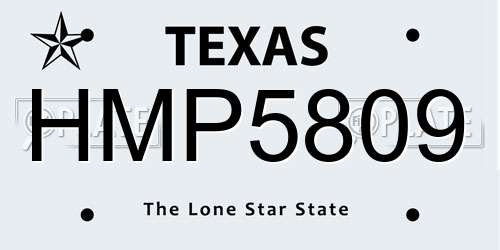 HMP5809 Texas License Plate