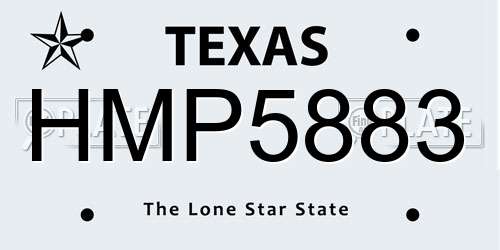 HMP5883 Texas License Plate