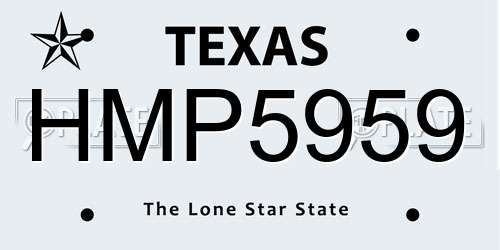 HMP5959 Texas License Plate