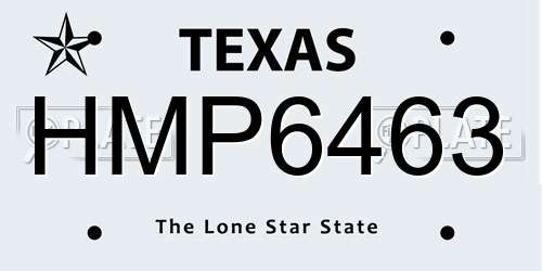 HMP6463 Texas License Plate