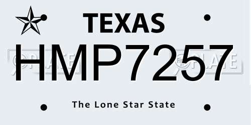 HMP7257 Texas License Plate