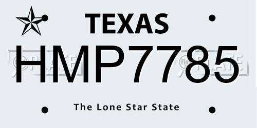 HMP7785 Texas License Plate