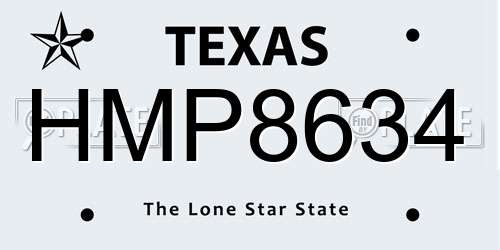 HMP8634 Texas License Plate
