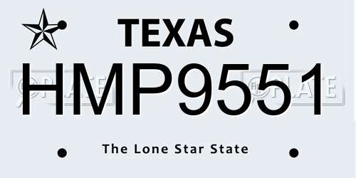 HMP9551 Texas License Plate