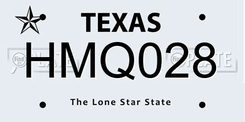 HMQ028 Texas License Plate