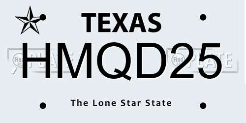 HMQD25 Texas License Plate