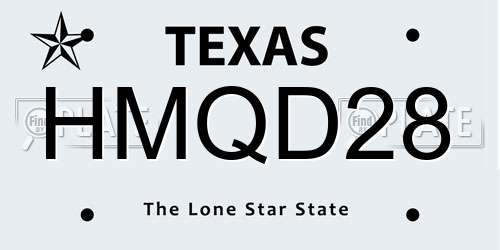 HMQD28 Texas License Plate