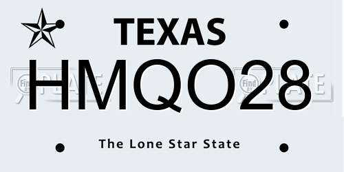HMQO28 Texas License Plate