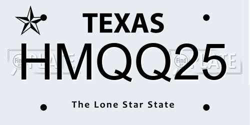 HMQQ25 Texas License Plate