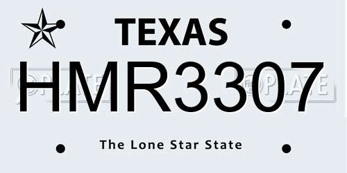 HMR3307 Texas License Plate